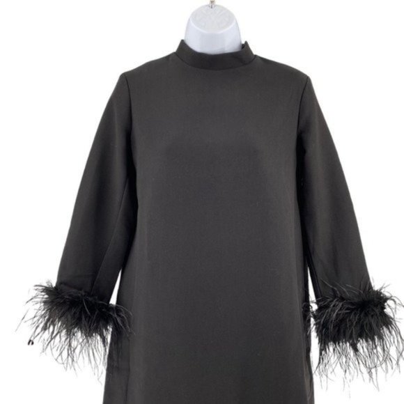 Tuckernuck NEW Black Feather Mod Ellie Long Sleeve Mini Cocktail Dress Size M - Picture 7 of 14